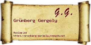 Grünberg Gergely névjegykártya